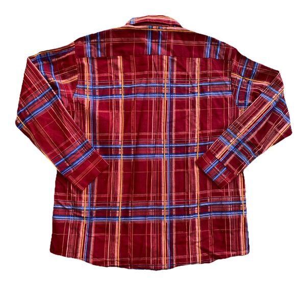 Vintage Mr Dee Cee Shirt 70s Deadstock Flannel Big Collar Plaid Red Blue XL - Picture 3 of 8